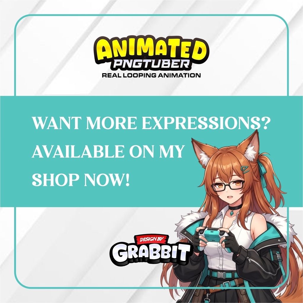 Fox Girl Animated PNGTuber Model | Anime Fox PNG Avatar | Futuristic Gamer Girl PNGTuber - 2 versions | Veadotube Mini Avatar