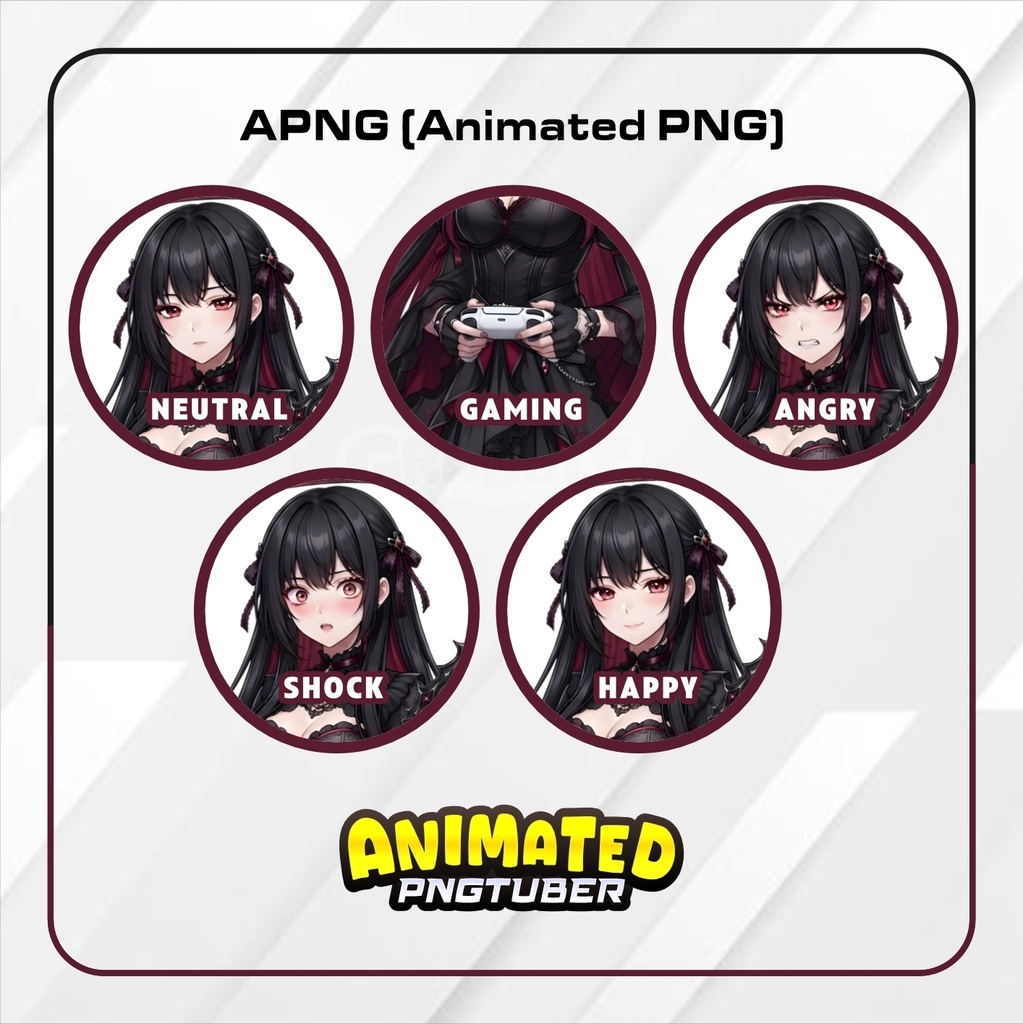 Red Reaper Girl Animated PNGTuber Model | Ghotic PNG Avatar | Dark Fantasy PNGTuber | Gothic Veadotube Streamer Avatar | 5 expressions