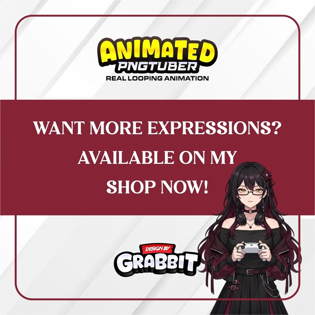 Animated Cozy Burgundy PNGTuber Model | Goth PNG Avatar | Dark Fantasy PNGTuber | Maroon Veadotube Streamer Avatar 2 versions