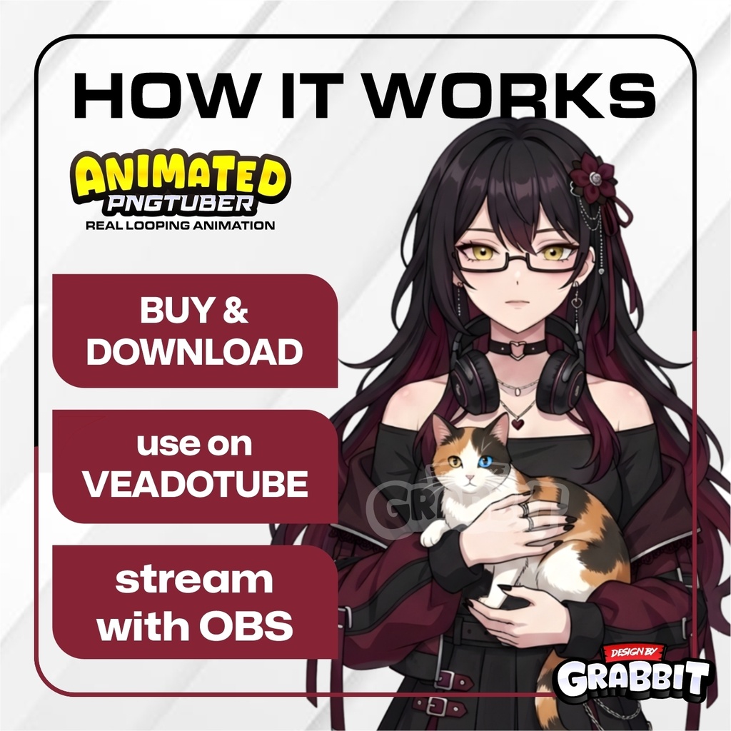 Animated Cozy Burgundy PNGTuber Model | Goth PNG Avatar | Dark Fantasy PNGTuber | Maroon Veadotube Streamer Avatar 2 versions