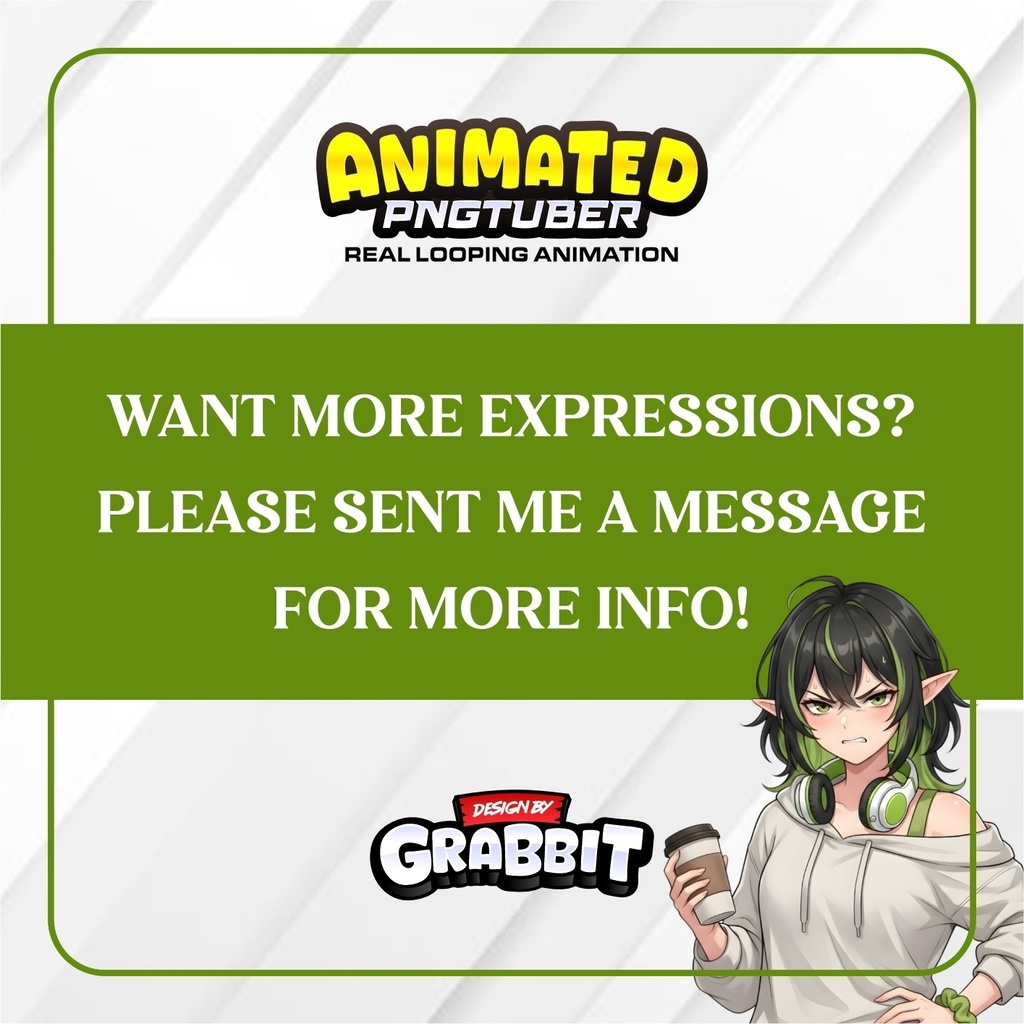 Animated PNGTuber Cozy Elf | 5 Emotions Include Gaming Mode | APNG Veadotube Mini Model | Anime Elf VTuber Avatar | Gaming PNG Tuber