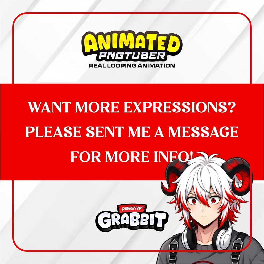 Animated PNGTuber Cozy Demon boy | 5 Emotions | APNG Veadotube Mini Model | Anime Devil VTuber Avatar | Gaming PNG Tuber