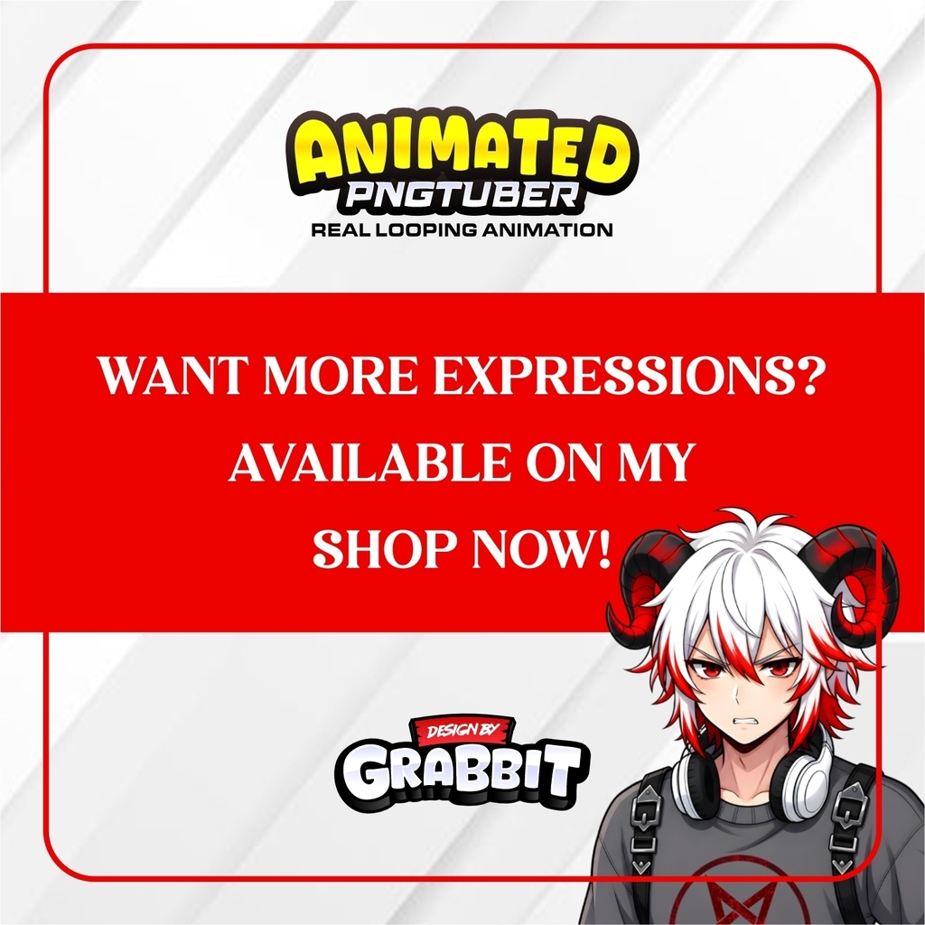 Demon Gamer Animated PNGTuber Model | Male Anime PNG Avatar | Gothic Gamer PNGTuber | Gaming Streamer Avatar | Veadotube