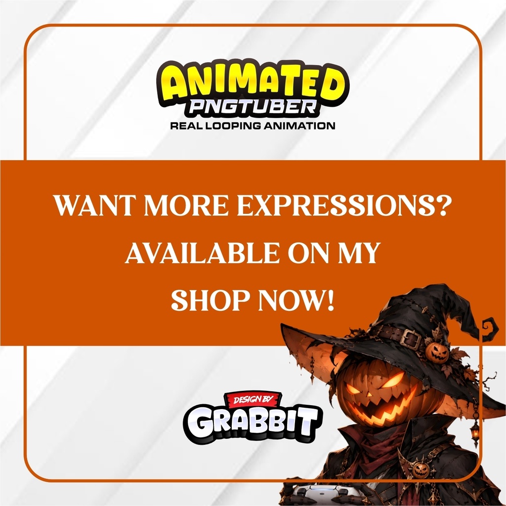 Halloween Animated PNG Tuber | Jack O Lantern VTuber Avatar | Neutral & Gaming APNG | Veadotube Mini Model | PNGTuber Halloween