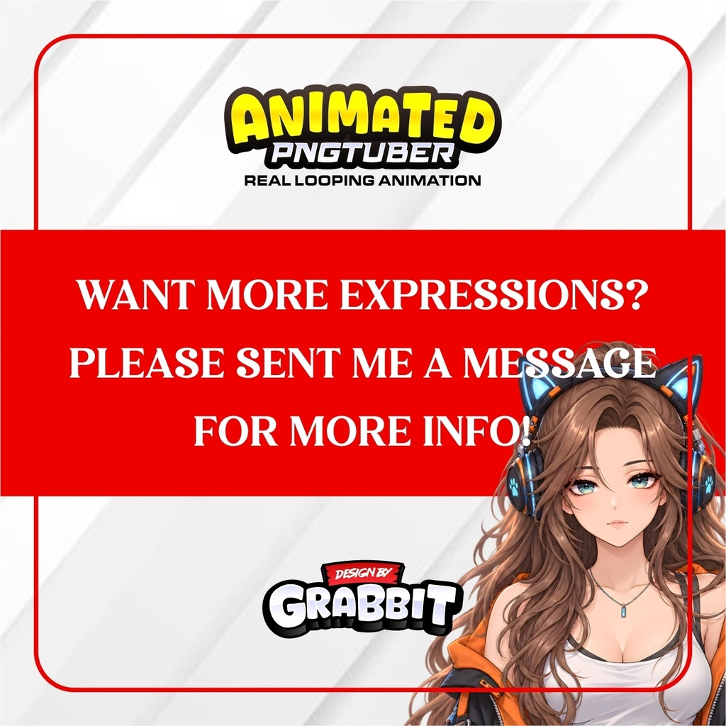 Cozy Gamer Girl PNGTuber | Orange Black Gaming Avatar | Cute Cat Ear Headset PNG Tuber | Animated PNGTuber | Gamer Streamer Avatar