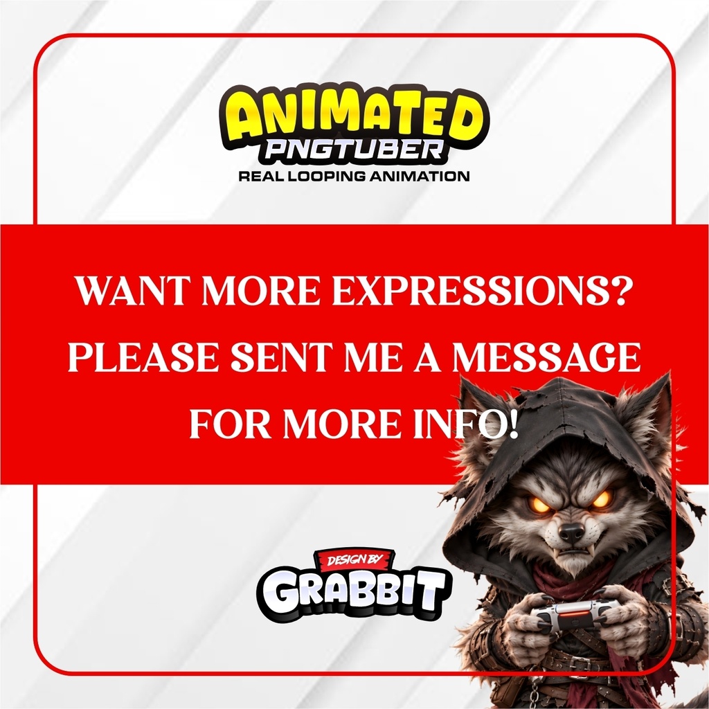 Werewolf PNGTuber Animated | Wolf VTuber Avatar | Veadotube Mini APNG | Gaming & Neutral Version | Halloween PNG tuber, Wolf Streamer