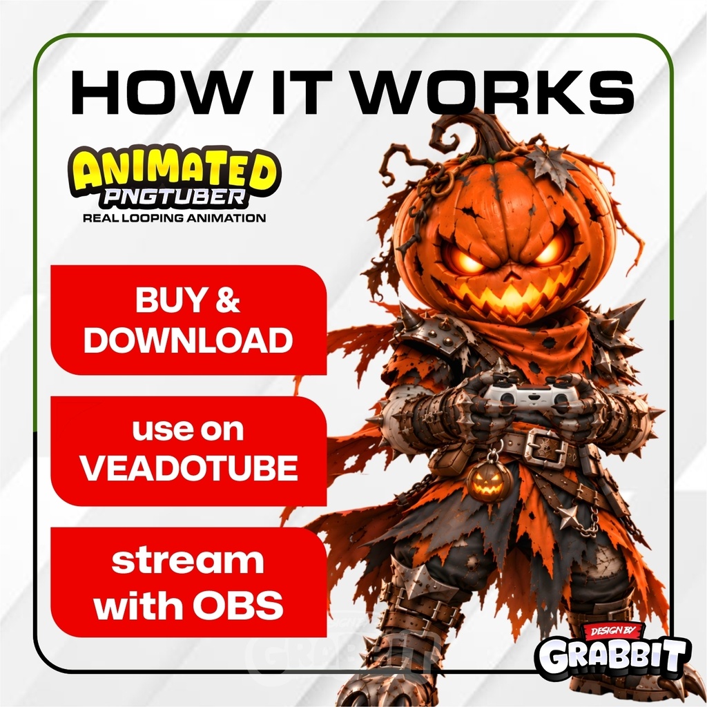 Animated Halloween Pumpkin PNGTuber | Halloween Jack O Lantern Avatar | Veadotube Mini | Gaming Horror Vtuber | Halloween png tuber