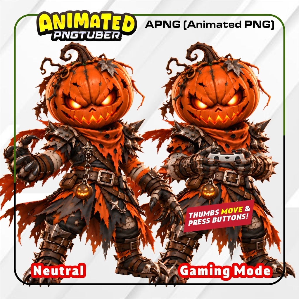 Animated Halloween Pumpkin PNGTuber | Halloween Jack O Lantern Avatar | Veadotube Mini | Gaming Horror Vtuber | Halloween png tuber