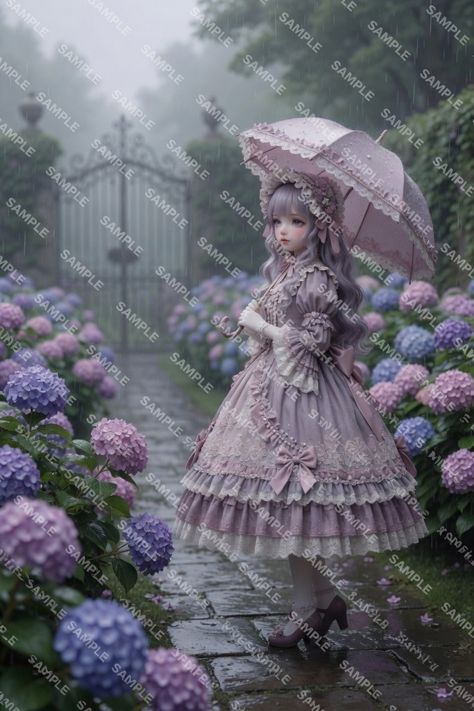 紫陽花の庭のロリータ