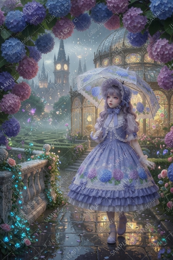 雨光の紫陽花ロリータ・ガラス亭編