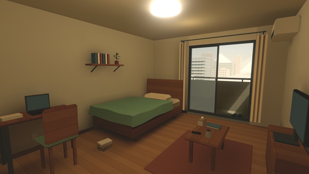 【VRChatワールド】Cozy Little Apartment ~あたたかく落ち着いた小さなお部屋~【ローポリ3D】