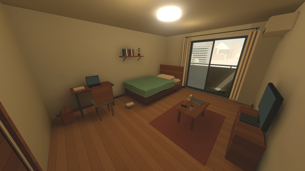 【VRChatワールド】Cozy Little Apartment ~あたたかく落ち着いた小さなお部屋~【ローポリ3D】