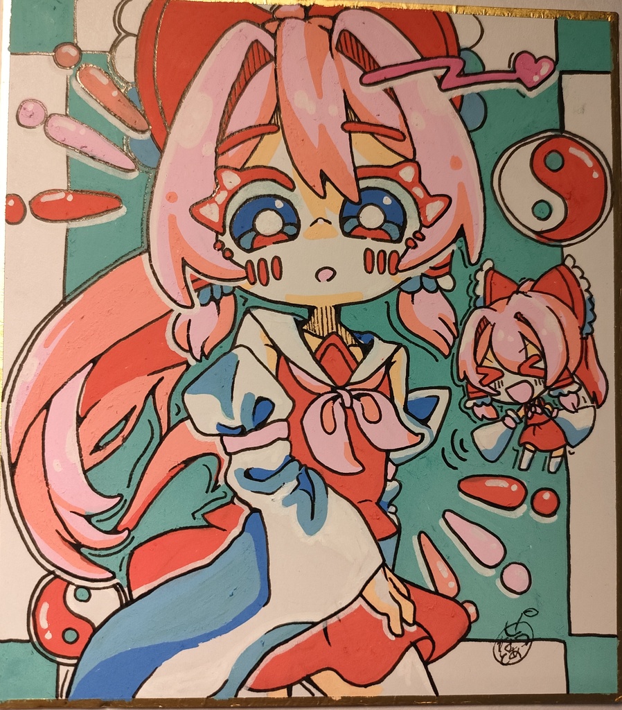 Amazon.co.jp: 原画博麗霊夢、手描きイラスト : ホビー