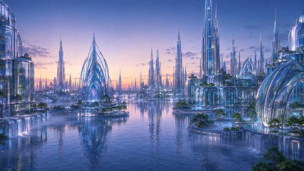 幻想都市 背景素材 Vol.1|Glass City|TRPG・ゲーム・配信・動画背景|16:9 PNG 20枚|商用利用OK