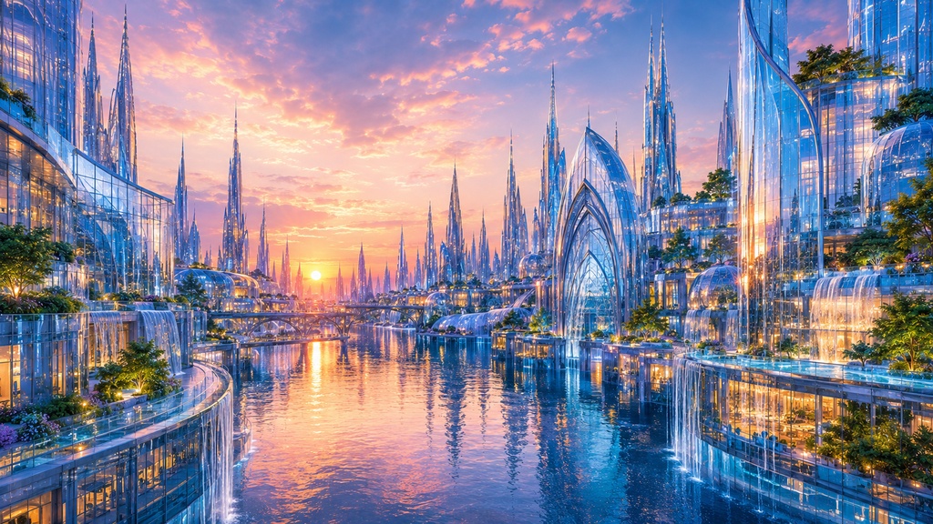 幻想都市 背景素材 Vol.1|Glass City|TRPG・ゲーム・配信・動画背景|16:9 PNG 20枚|商用利用OK
