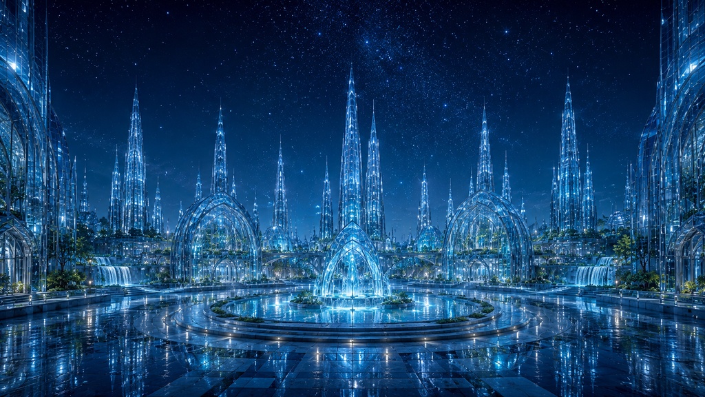 幻想都市 背景素材 Vol.1|Glass City|TRPG・ゲーム・配信・動画背景|16:9 PNG 20枚|商用利用OK