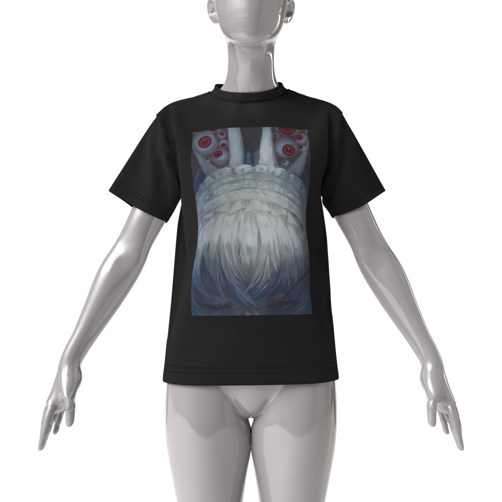 ビッグシルエットTシャツ「うさぎ」(黒)