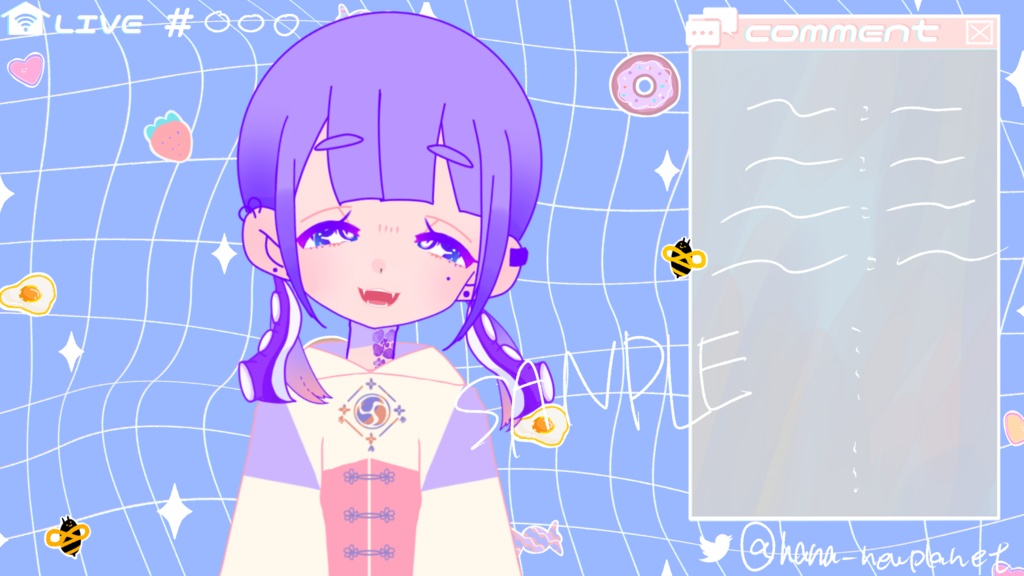 helloWindow配信画面2セット【ブルー】