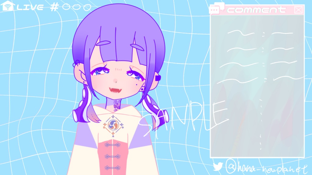 helloWindow配信画面2セット【ライトブルー】