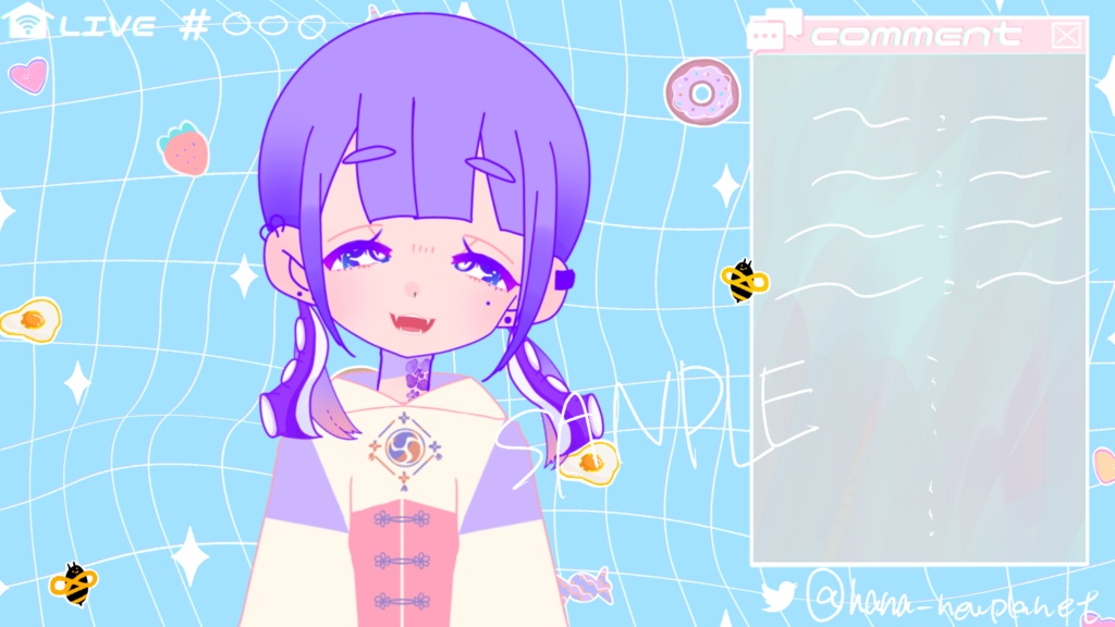 helloWindow配信画面2セット【ライトブルー】