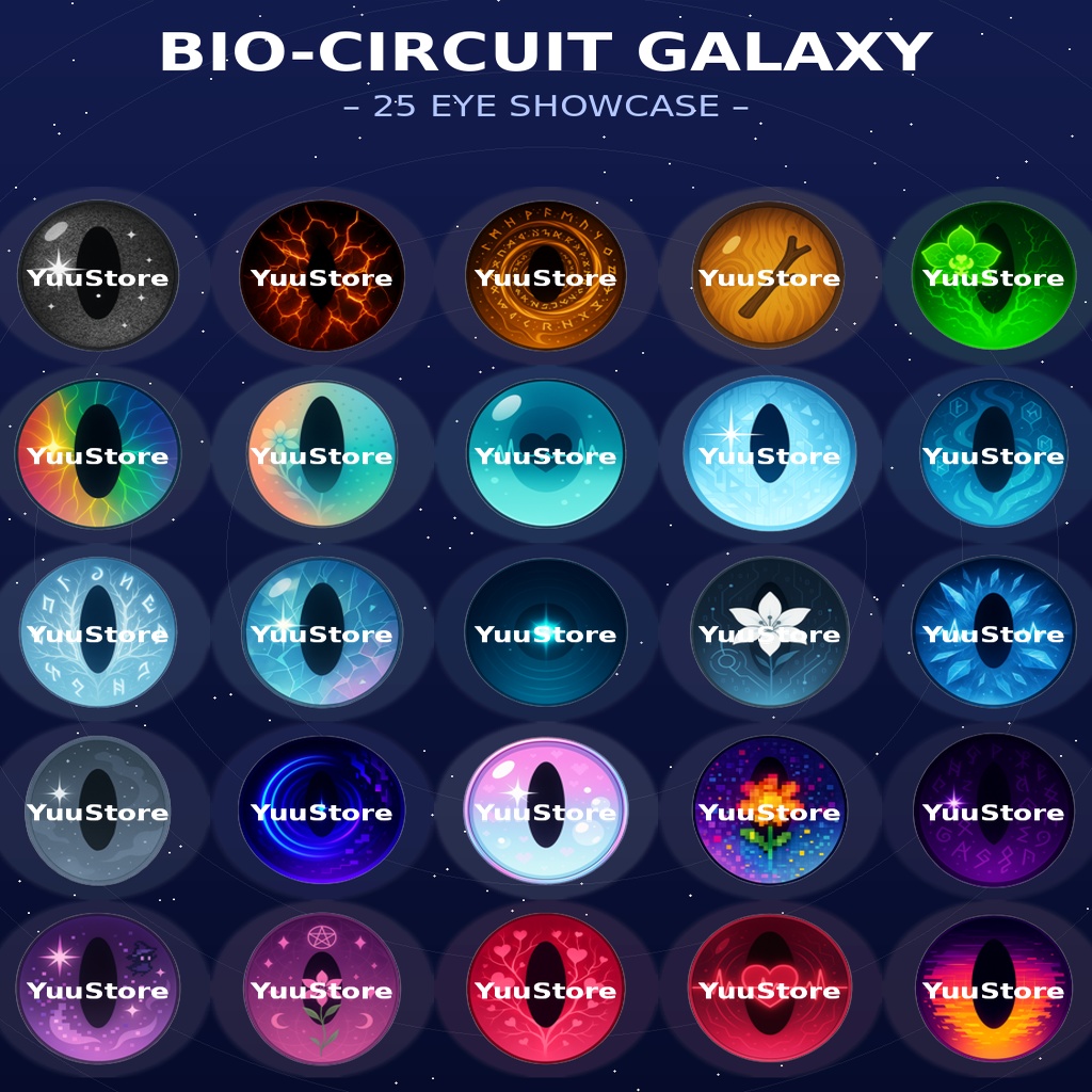 [Bio-Circuit Galaxy]『バイオ回路銀河』 汎用 / 150種単眼目テクスチャパック [General Use / 150 Single-Eye Texture Pack] 🌱✨