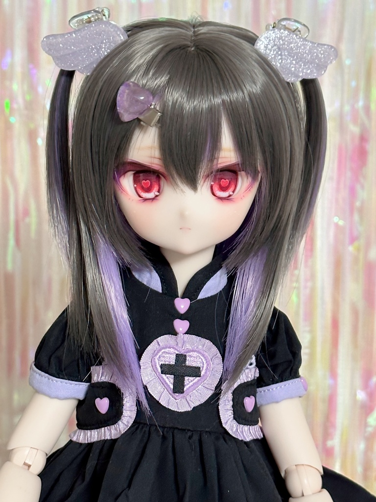 8~9インチウィッグ 羽根ヘアクリップ付き!【エンジェルツーサイドアップ】MDD.DD.SDサイズ ドールウィッグ