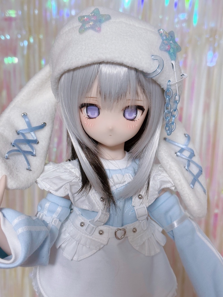 8~9インチウィッグ 羽根ヘアクリップ付き!【エンジェルツーサイドアップ】MDD.DD.SDサイズ ドールウィッグ