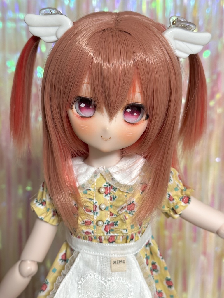 8~9インチウィッグ 羽根ヘアクリップ付き!【エンジェルツーサイドアップ】MDD.DD.SDサイズ ドールウィッグ