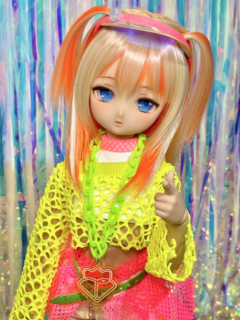 8~9インチウィッグ 羽根ヘアクリップ付き!【エンジェルツーサイドアップ】MDD.DD.SDサイズ ドールウィッグ