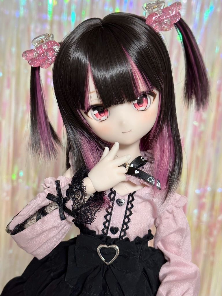 8~9インチウィッグ 羽根ヘアクリップ付き!【エンジェルツーサイドアップ】MDD.DD.SDサイズ ドールウィッグ