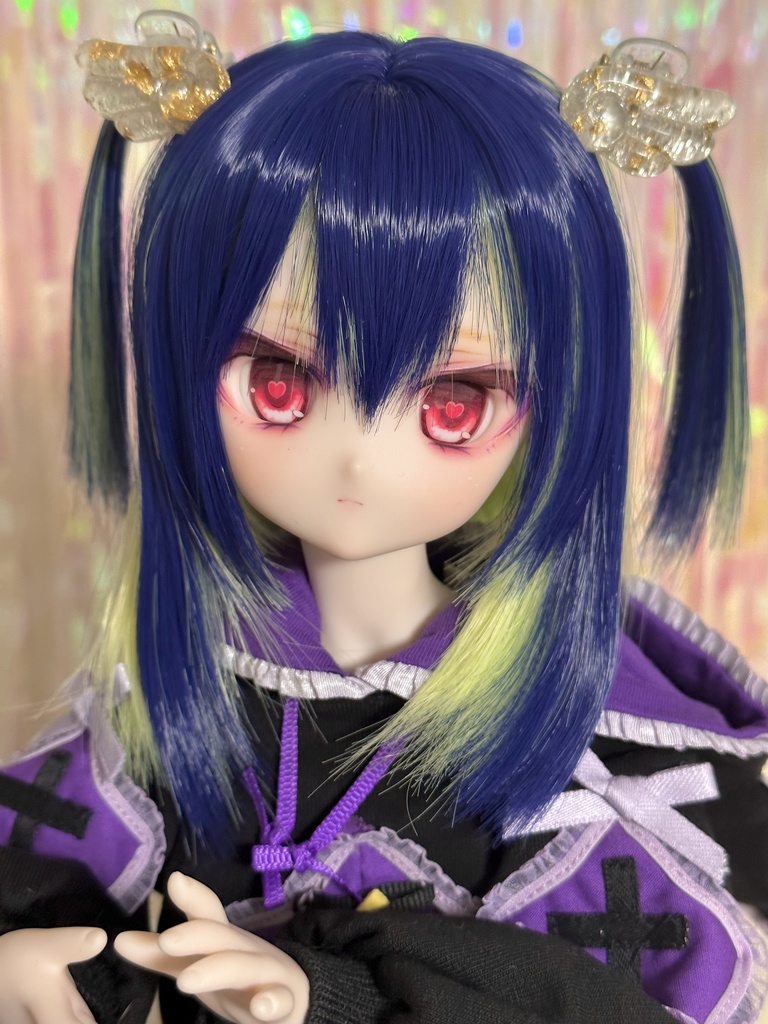 8~9インチウィッグ 羽根ヘアクリップ付き!【エンジェルツーサイドアップ】MDD.DD.SDサイズ ドールウィッグ