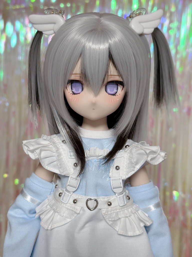 8~9インチウィッグ 羽根ヘアクリップ付き!【エンジェルツーサイドアップ】MDD.DD.SDサイズ ドールウィッグ