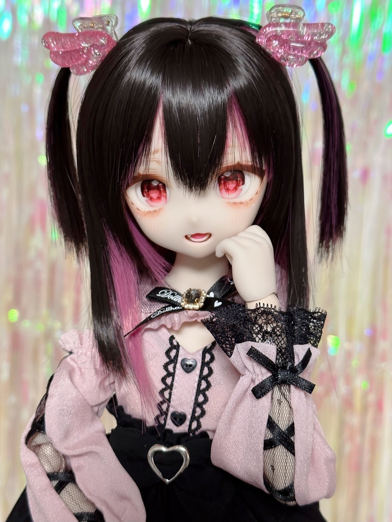 8~9インチウィッグ 羽根ヘアクリップ付き!【エンジェルツーサイドアップ】MDD.DD.SDサイズ ドールウィッグ