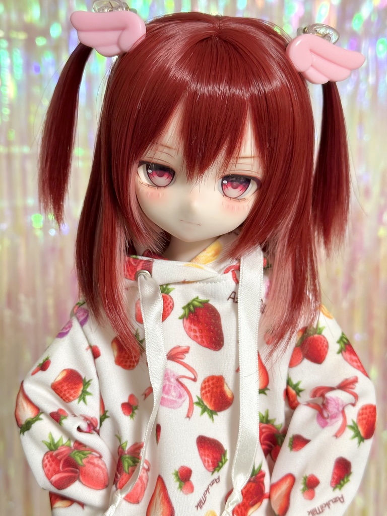 8~9インチウィッグ 羽根ヘアクリップ付き!【エンジェルツーサイドアップ】MDD.DD.SDサイズ ドールウィッグ