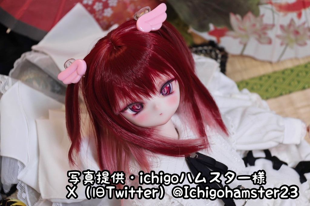 8~9インチウィッグ 羽根ヘアクリップ付き!【エンジェルツーサイドアップ】MDD.DD.SDサイズ ドールウィッグ