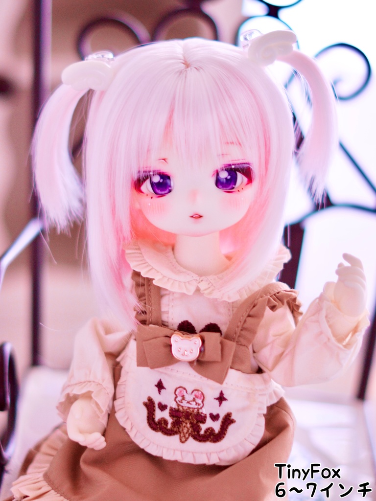 6〜7インチ. 7~8インチ即納ウィッグ【エンジェルツーサイドアップ】いちごみるく 羽根ヘアクリップ付き