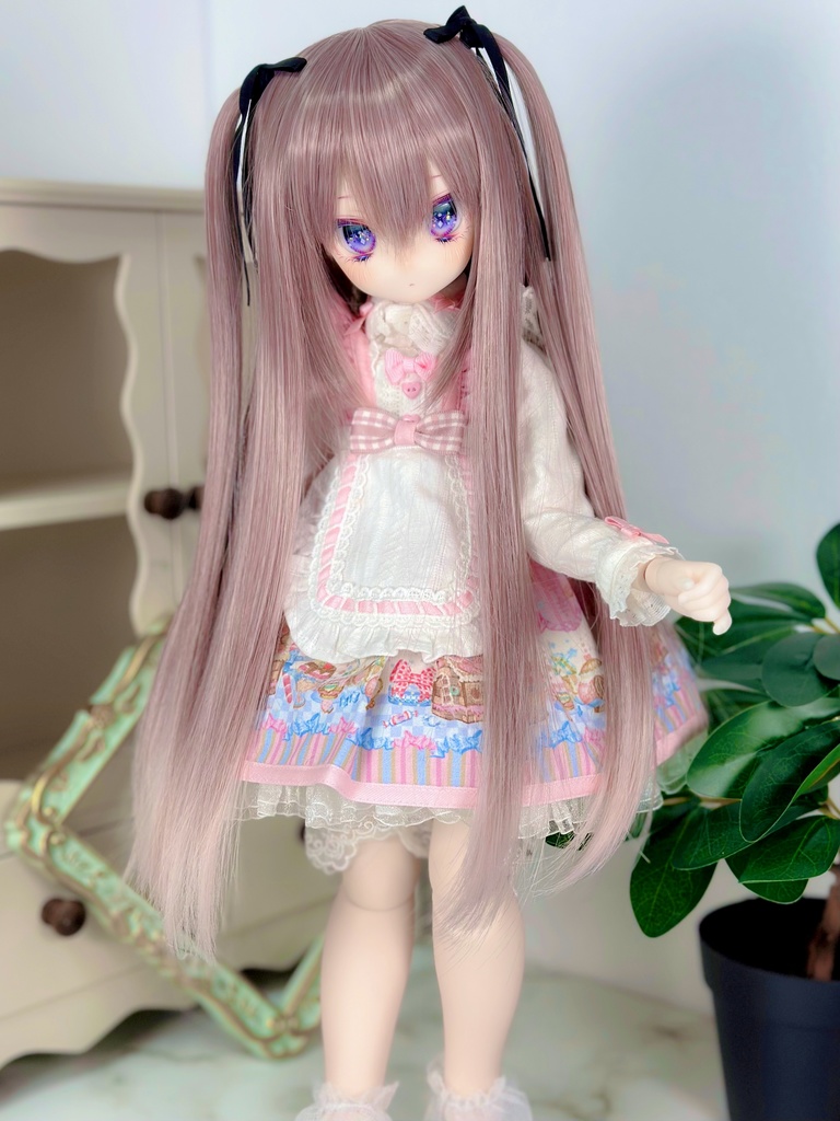 8~9インチ即納ウィッグ【ロングツーサイドアップ】MDD.DD.SDサイズ ドールウィッグ