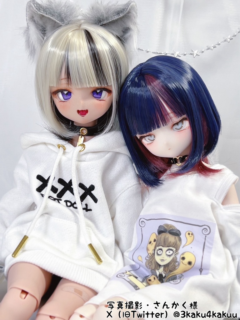 【受注】8~9inchウィッグ【くらげヘア 紺紅】MDD.DD.SDサイズ ドールウィッグ