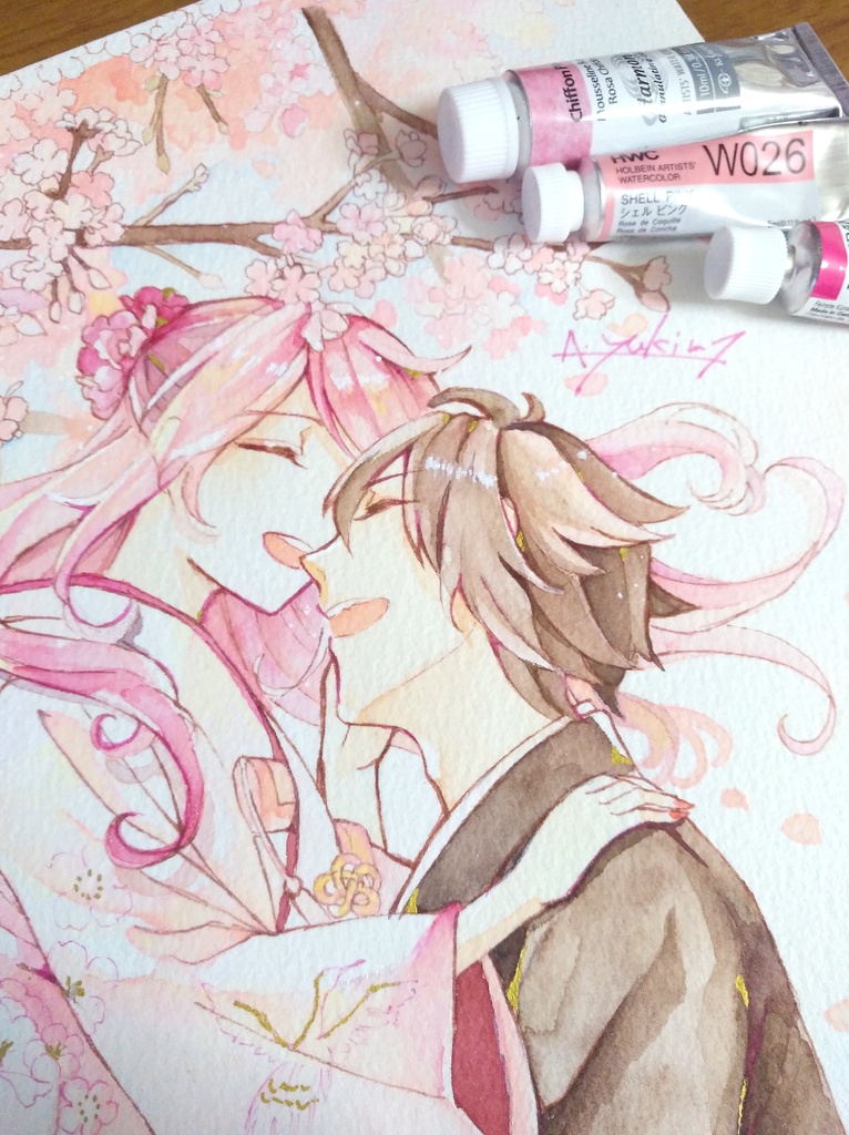 アナログ原画(額縁)◇夢の叶った日