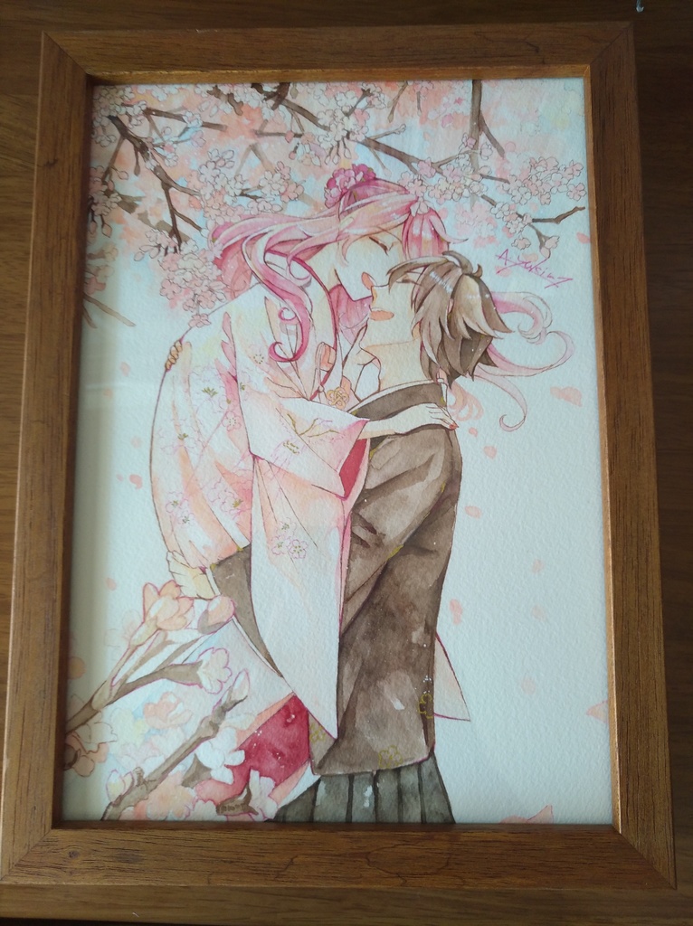 アナログ原画(額縁)◇夢の叶った日