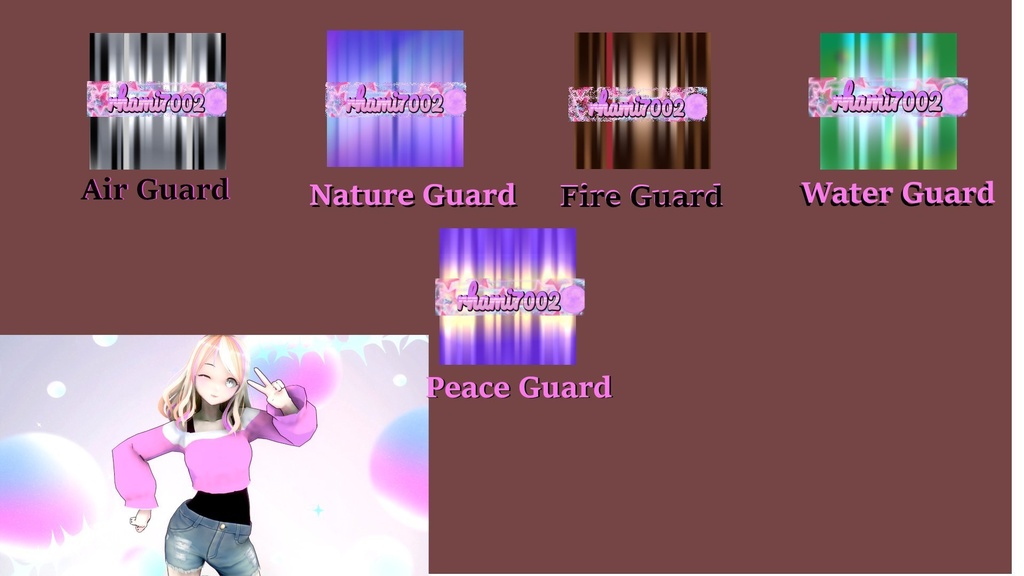 Ham Kingdom's Elemental Guard Oc hair textures (VroidStudio)