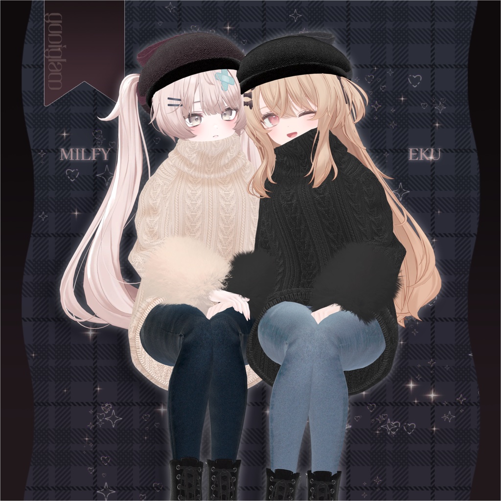 【MA対応】Noir Cozy Knit【VRChat向け衣装モデル】【複数アバター対応】