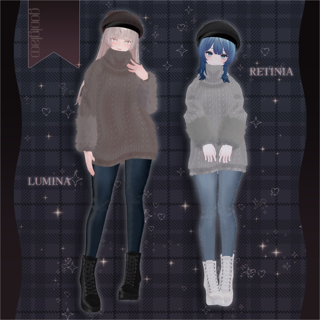 【MA対応】Noir Cozy Knit【VRChat向け衣装モデル】【複数アバター対応】