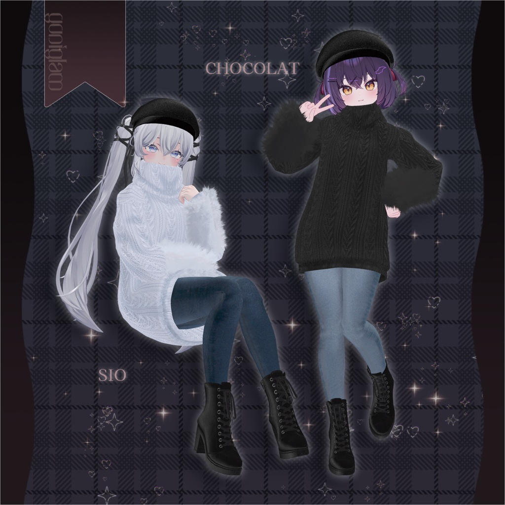 【MA対応】Noir Cozy Knit【VRChat向け衣装モデル】【複数アバター対応】