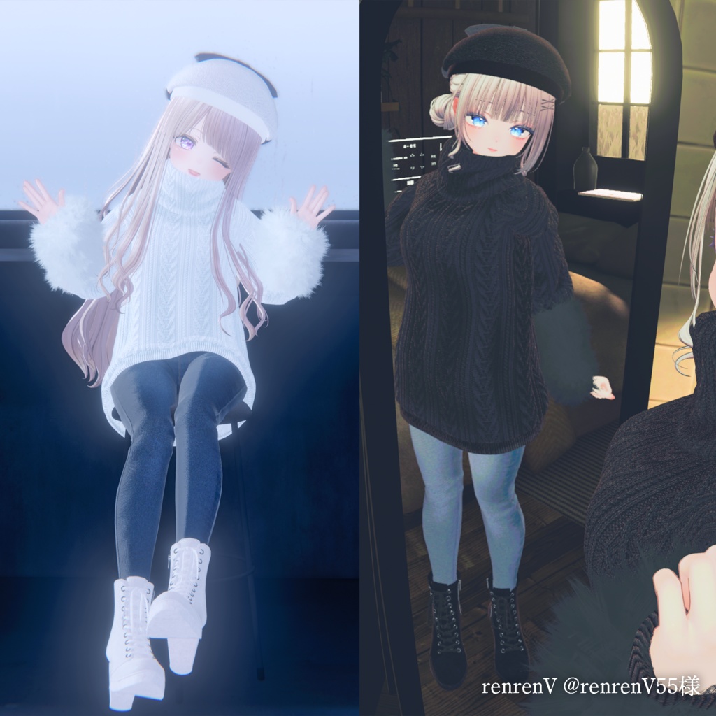 【MA対応】Noir Cozy Knit【VRChat向け衣装モデル】【複数アバター対応】