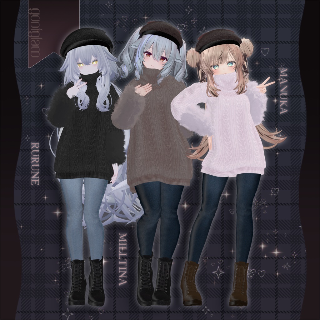 【MA対応】Noir Cozy Knit【VRChat向け衣装モデル】【複数アバター対応】