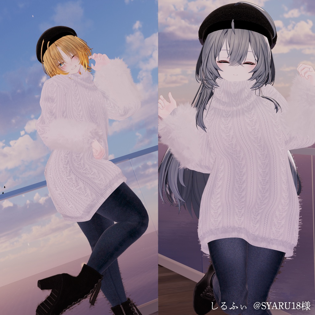 【MA対応】Noir Cozy Knit【VRChat向け衣装モデル】【複数アバター対応】
