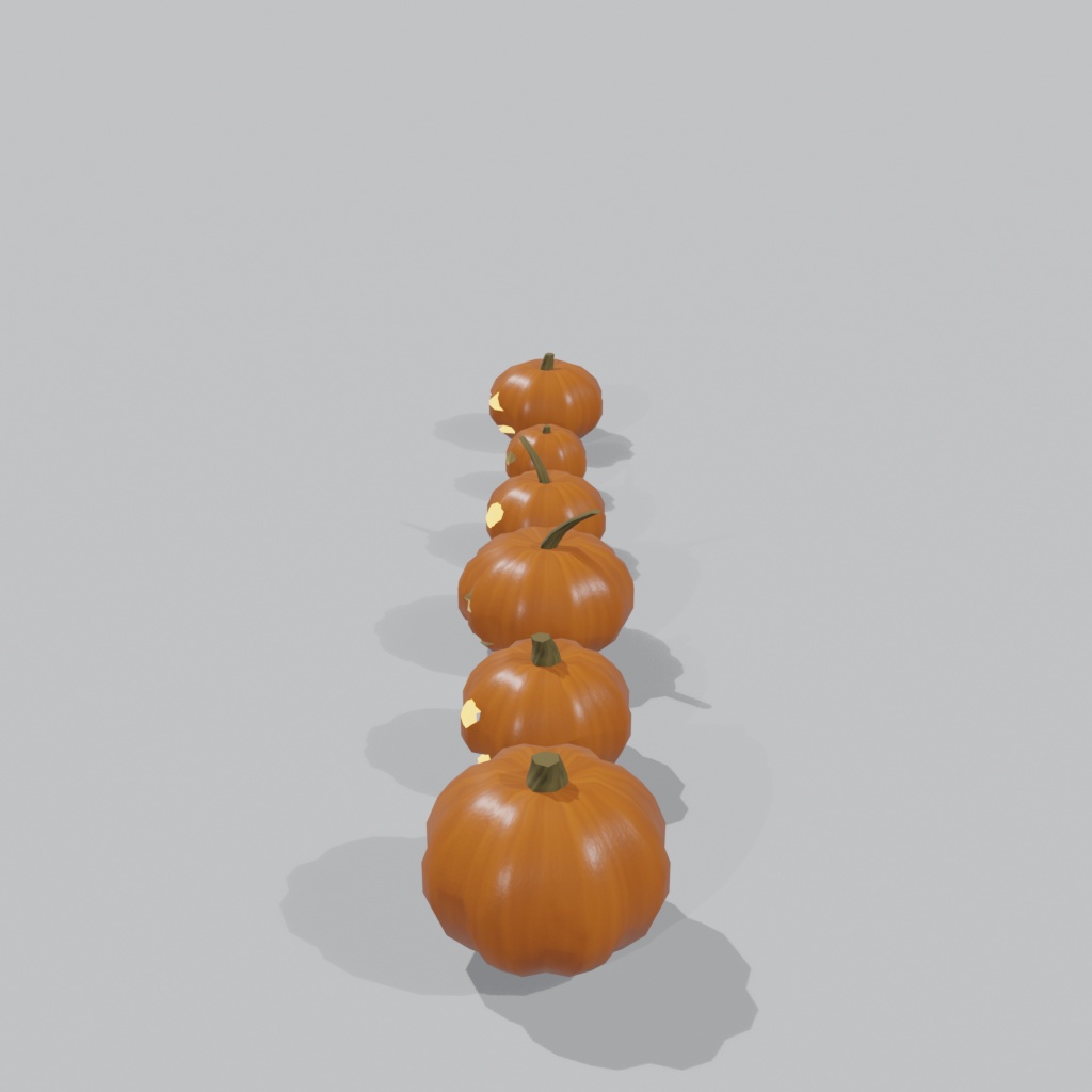 【3Dモデル】ハロウィンかぼちゃランタン 6種セット| 6 carved Halloween pumpkin lanterns
