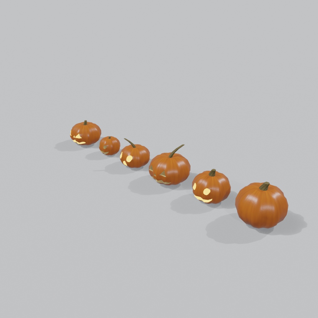 【3Dモデル】ハロウィンかぼちゃランタン 6種セット| 6 carved Halloween pumpkin lanterns