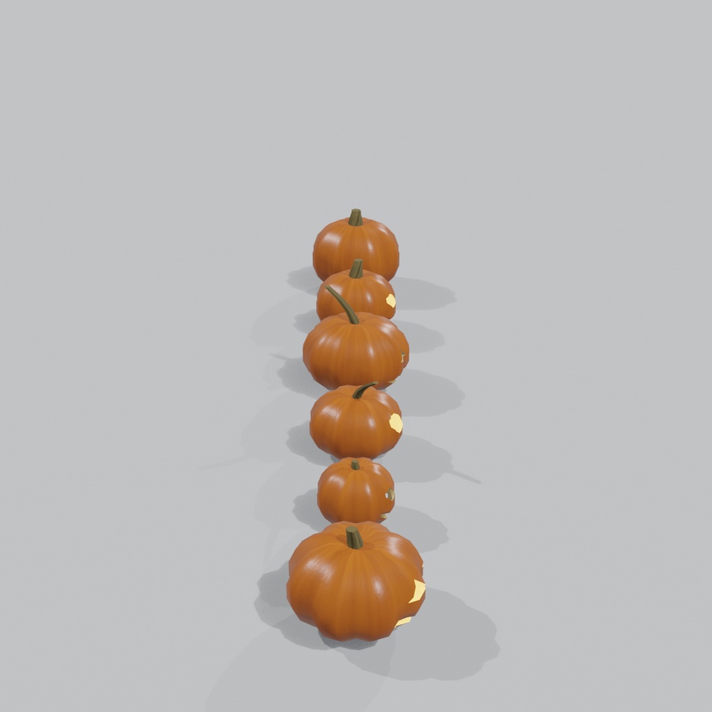 【3Dモデル】ハロウィンかぼちゃランタン 6種セット| 6 carved Halloween pumpkin lanterns